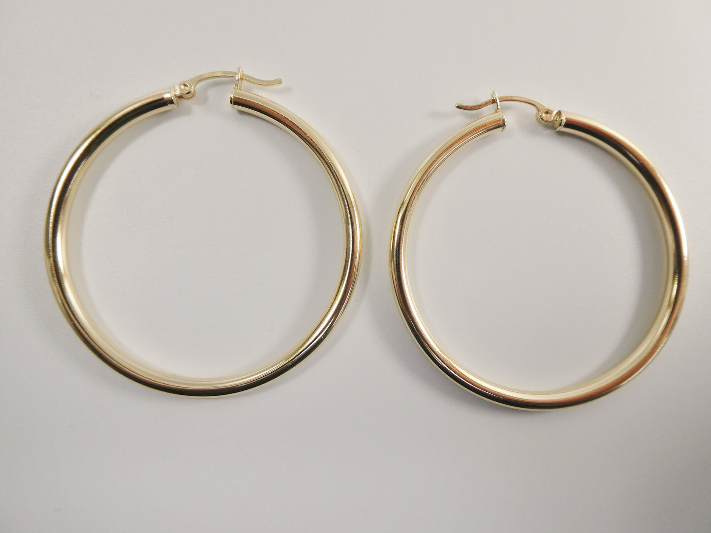 real 10k solid yellow gold plain high polish 45mm hoop huggie earrings