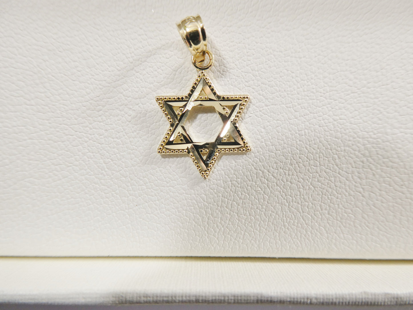 14k real solid yellow gold star of david pendent and cable necklace
