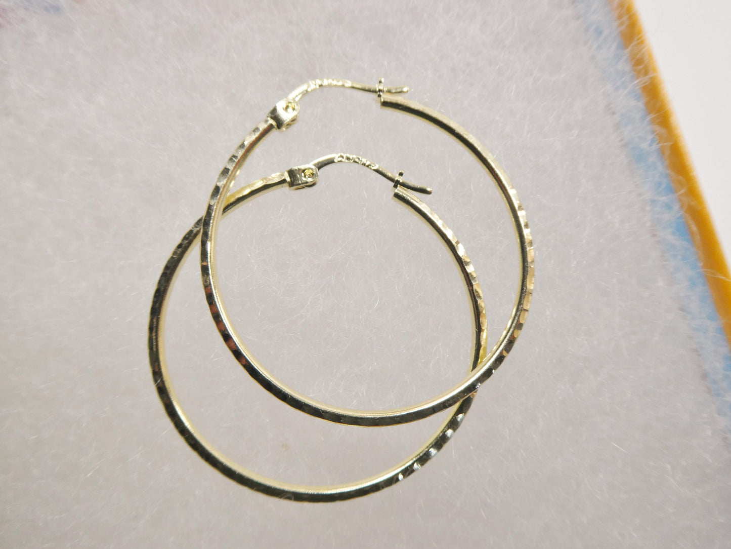 10k real solid yellow gold full diamond cut hoop earrings