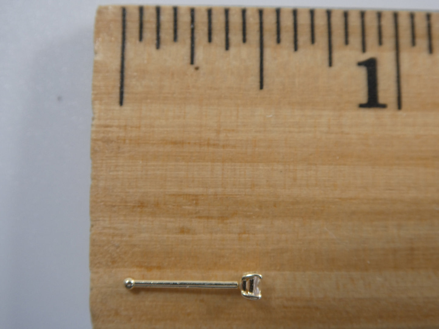 14k real solid yellow gold 2MM stone long post square stud nose ring