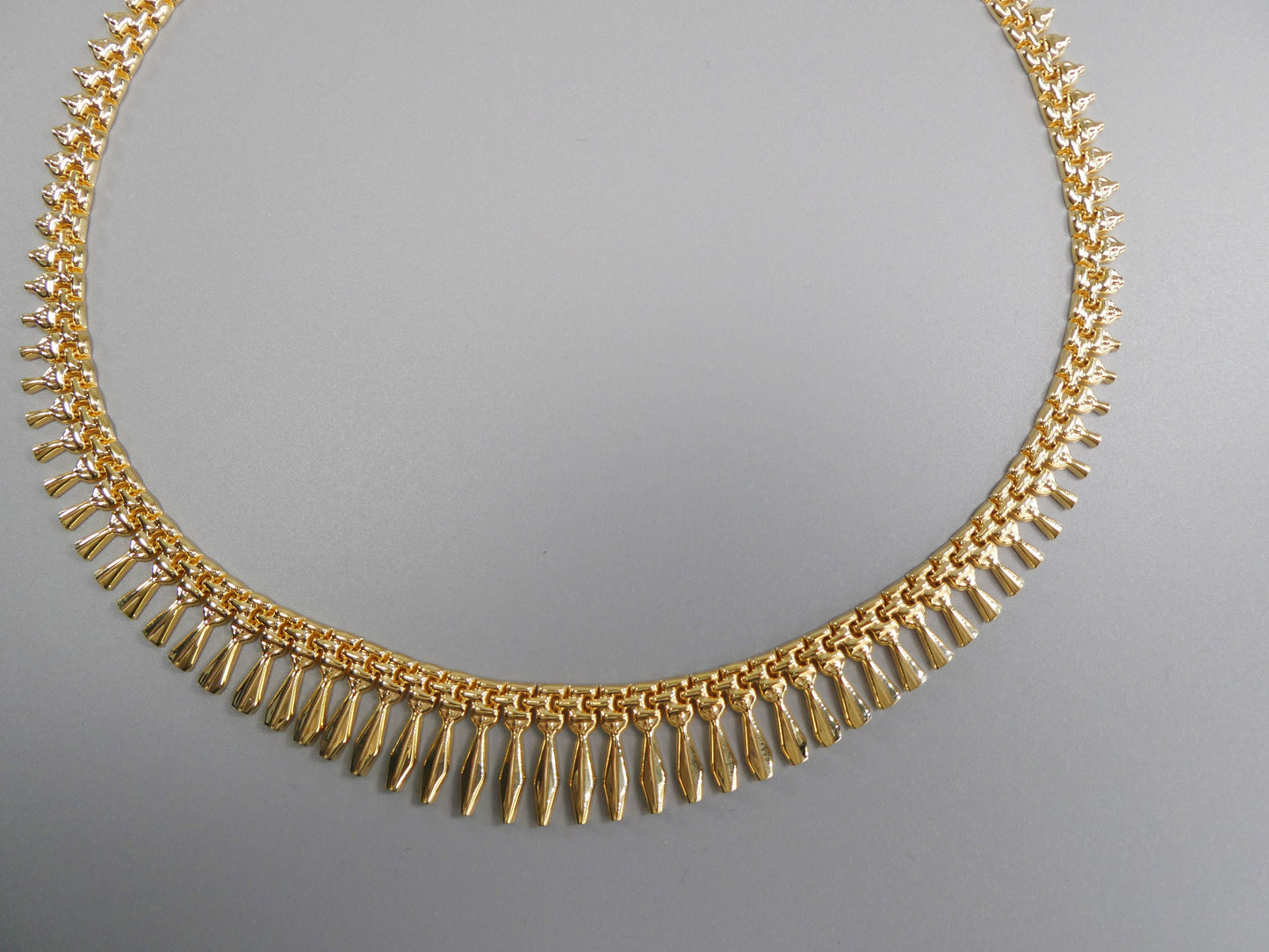 14k yellow gold tone color Cleopatra necklace over real 925 sterling silver