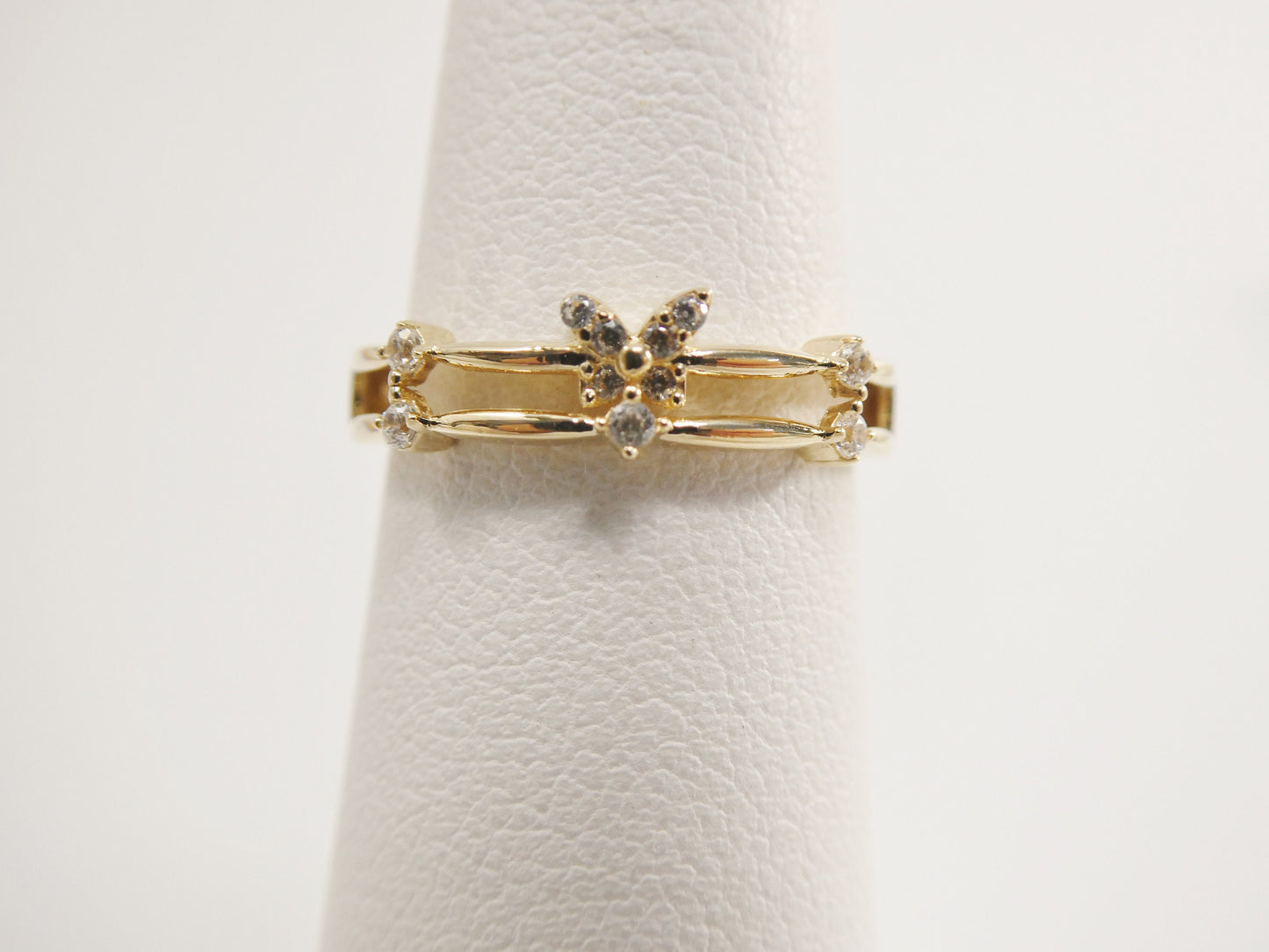 real 14k solid yellow gold women's classic micro pave setting pinky ring