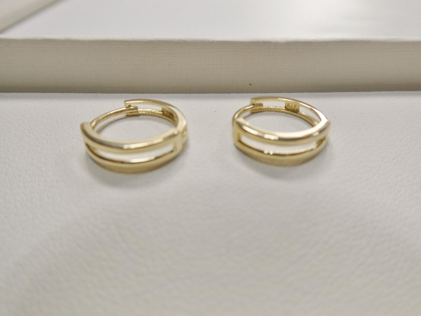 real 10k solid yellow gold designer high polish hoop huggie earrings