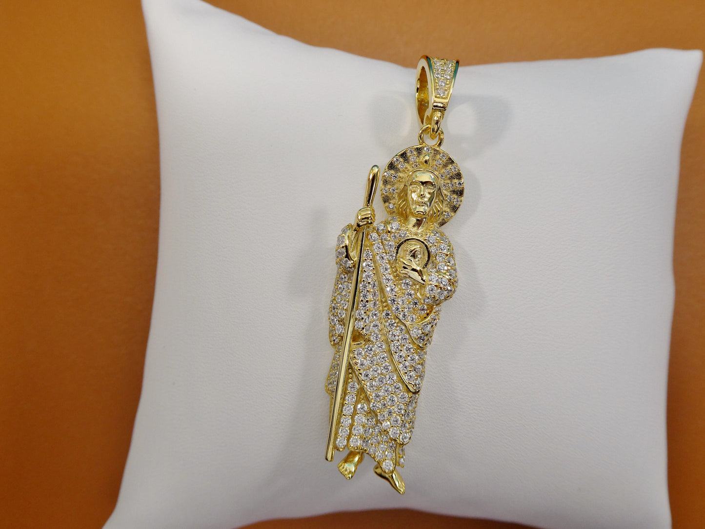 real solid 925 sterling silver large saint Jude pendent