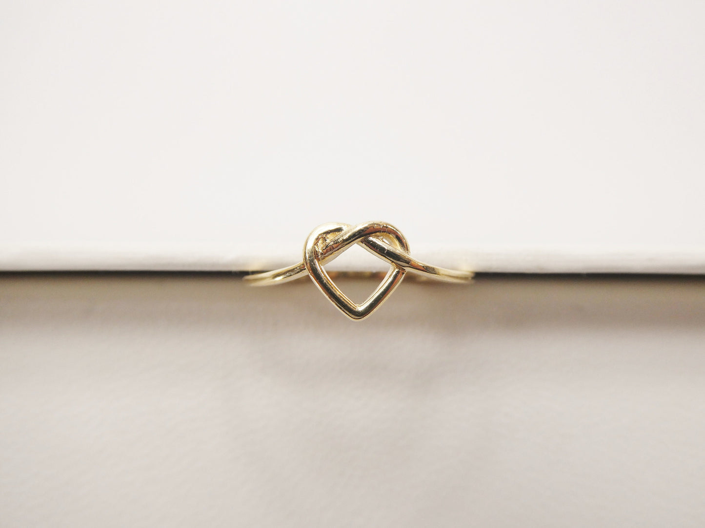10k solid yellow gold baby children heart shaped love knot ring