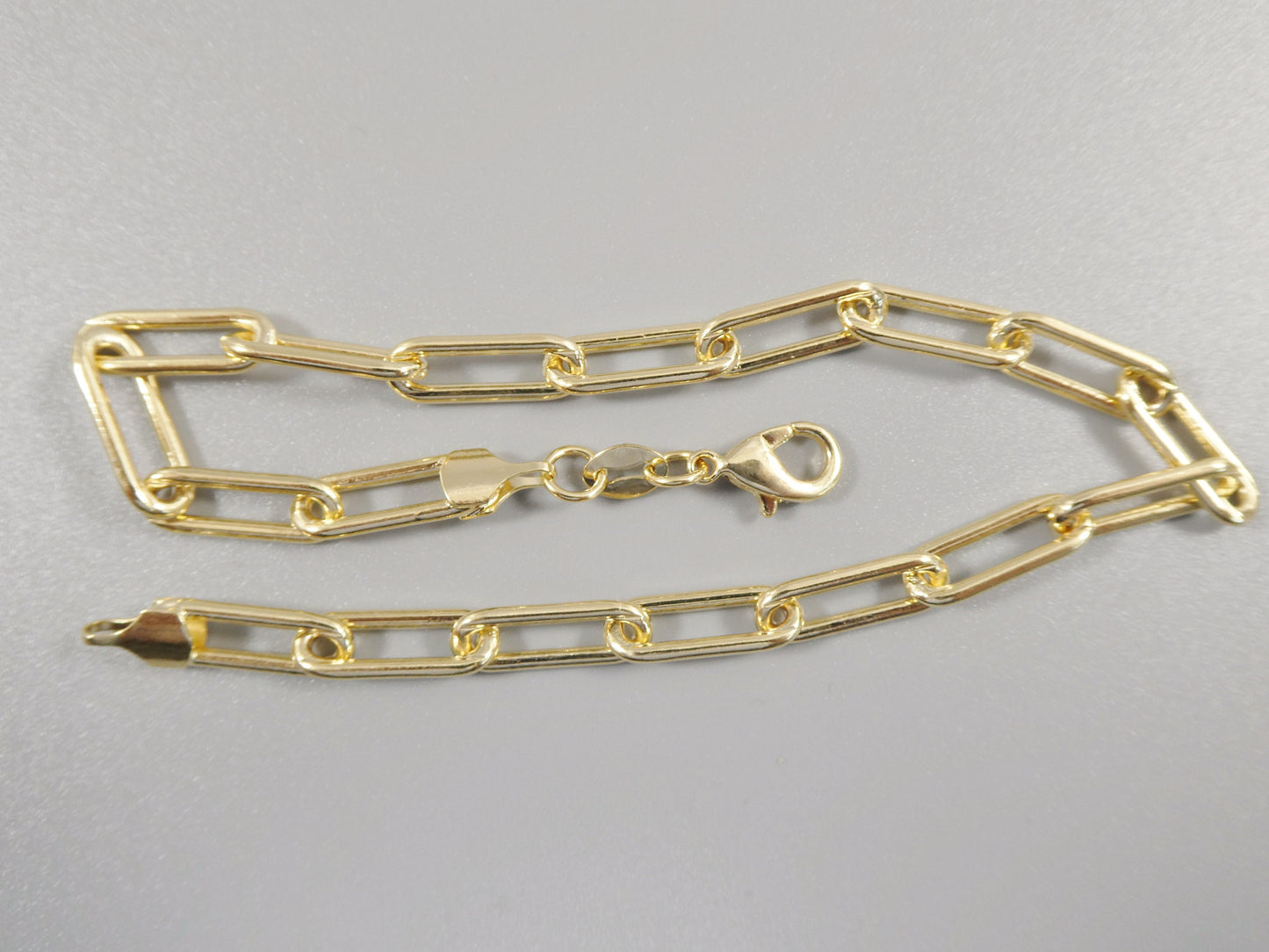 7.5 / 10 inch 14k gold filled paper clip chain ladies bracelet