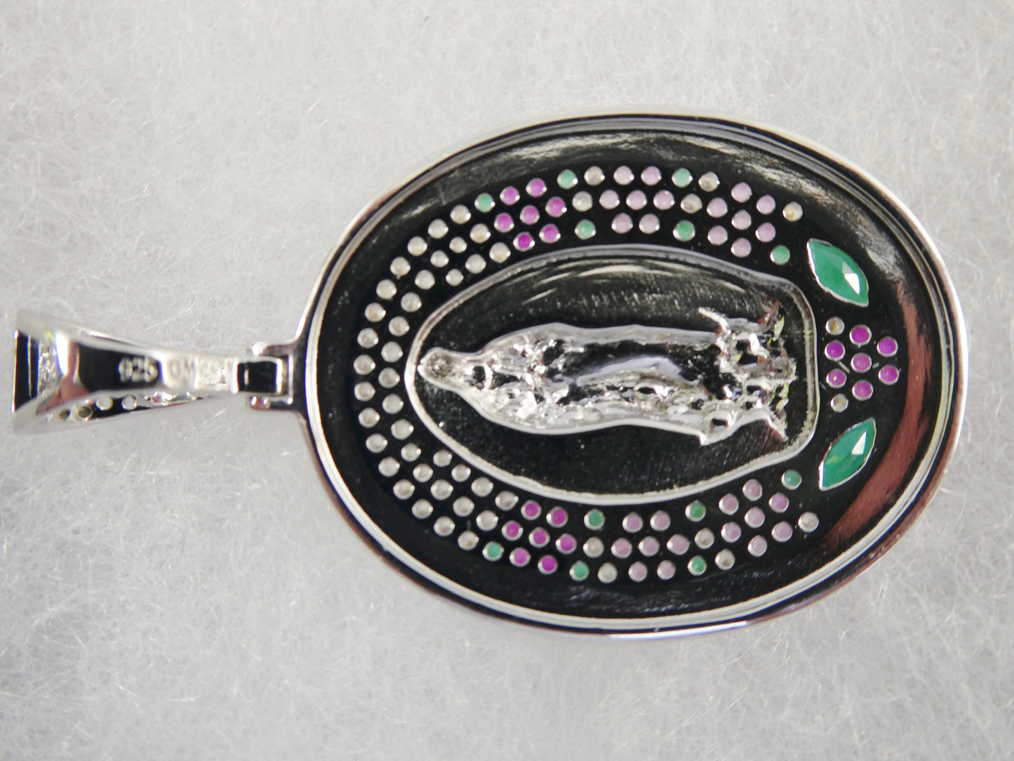 real 925 sterling silver large guadalupe virgin mary medallion pendent