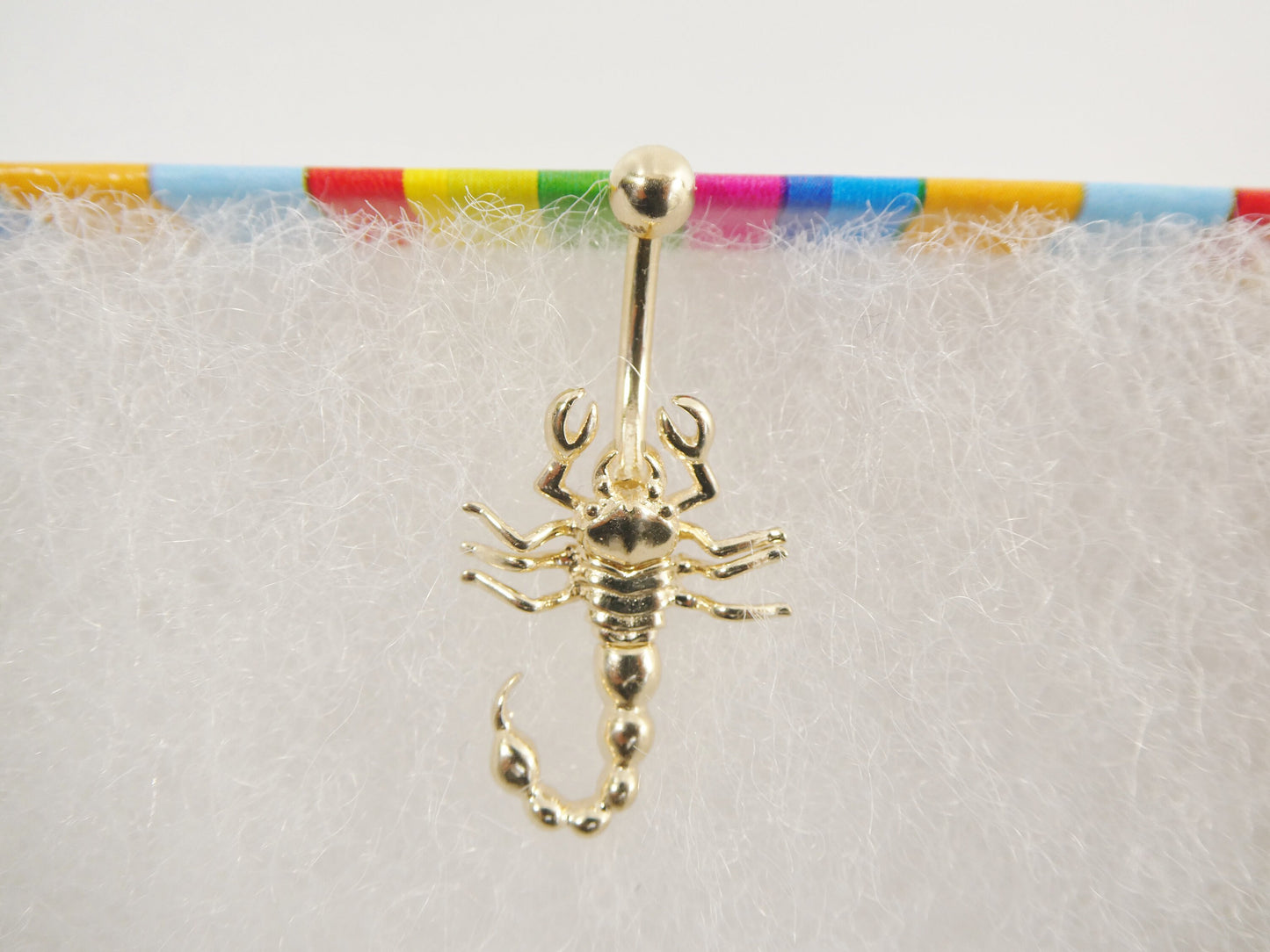 14k real solid yellow gold scorpion dangling belly button ring piercing