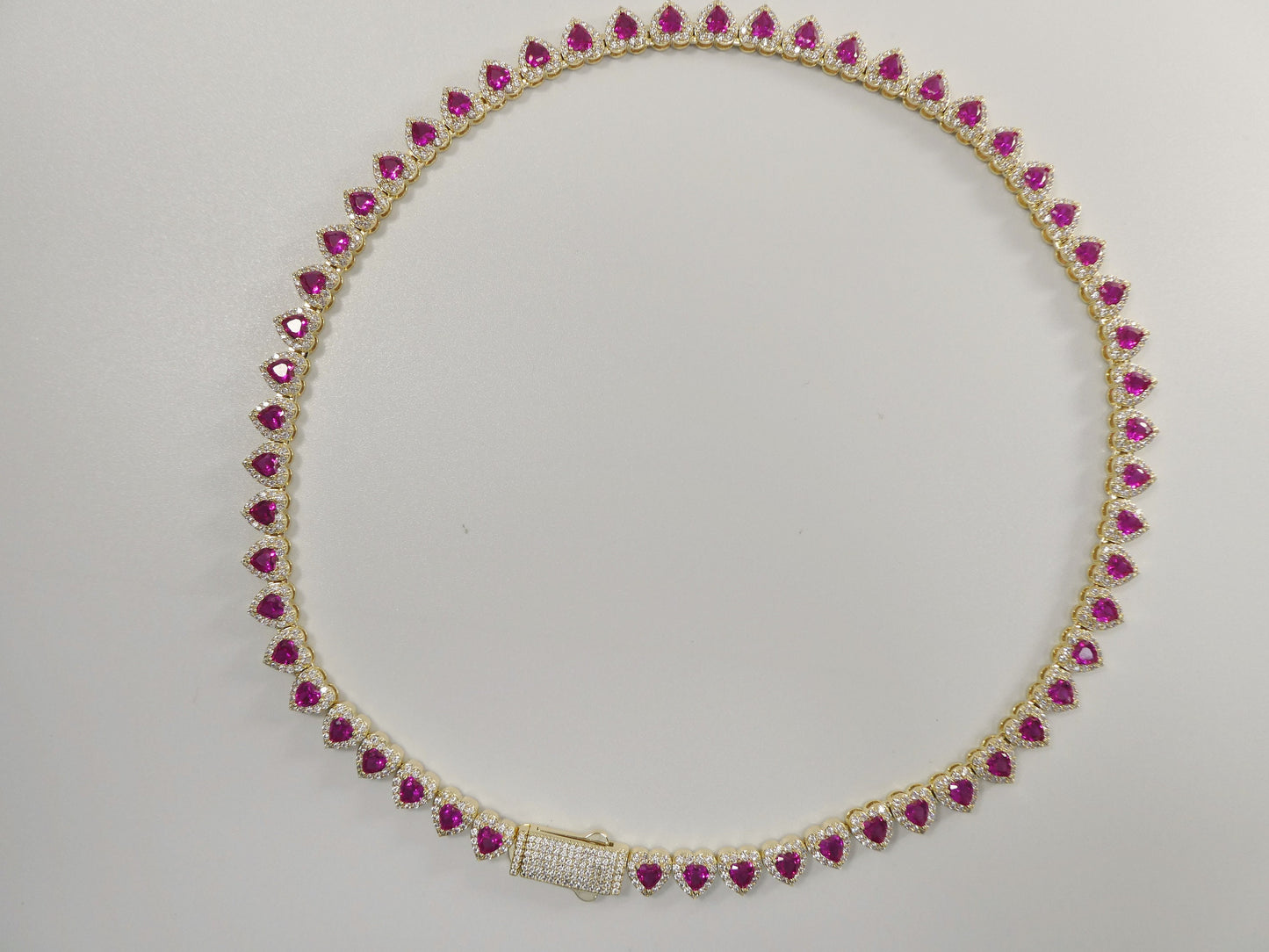 14k gold filled yellow gold ruby color heart necklace / bracelet