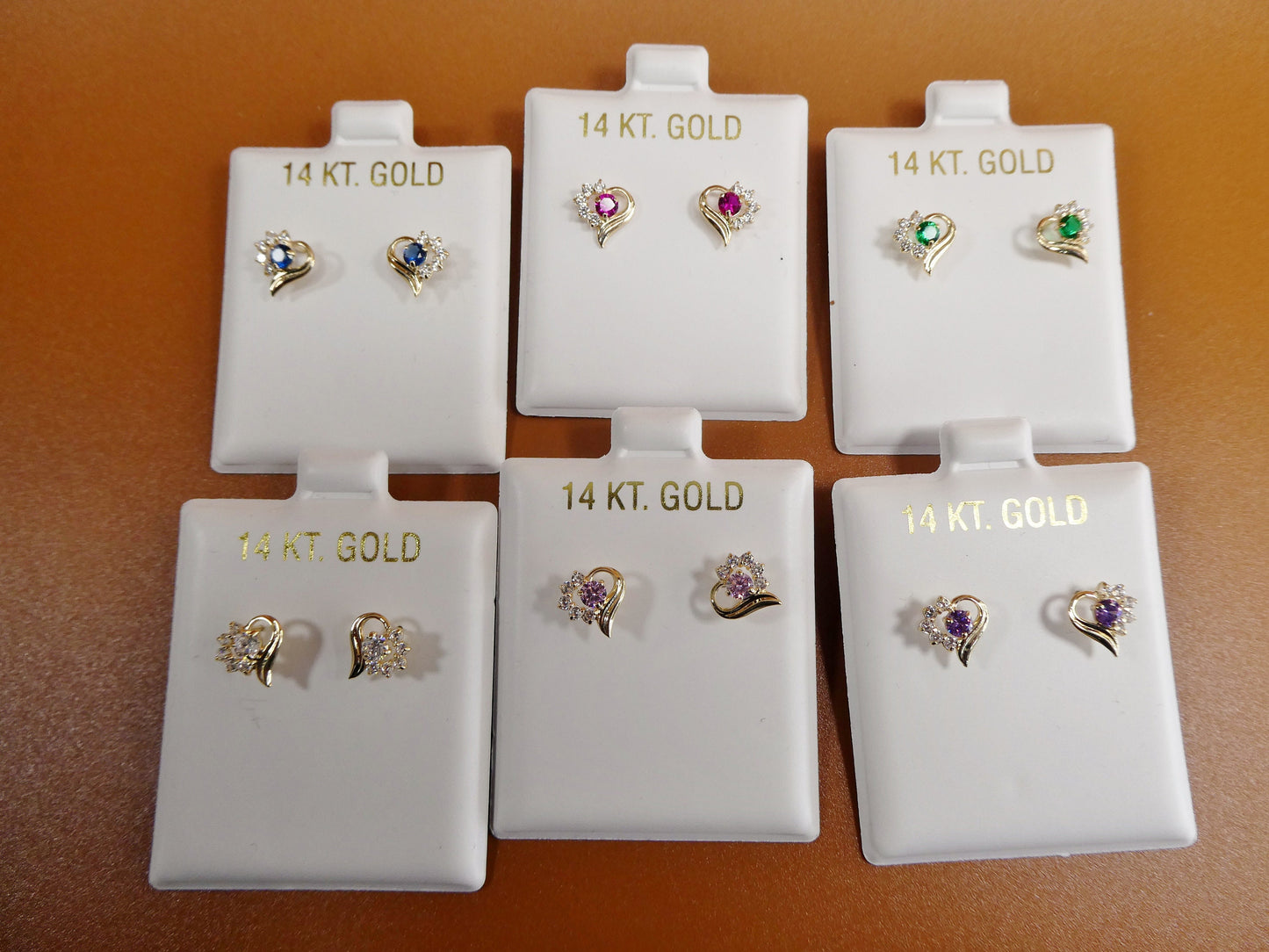 14k real solid yellow gold screw back children earrings heart shape
