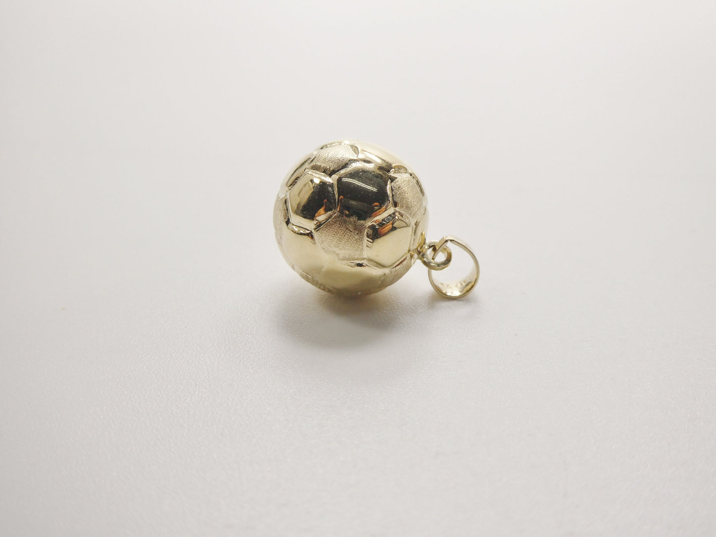 14k real solid yellow gold mini soccer ball pendent and robe necklace
