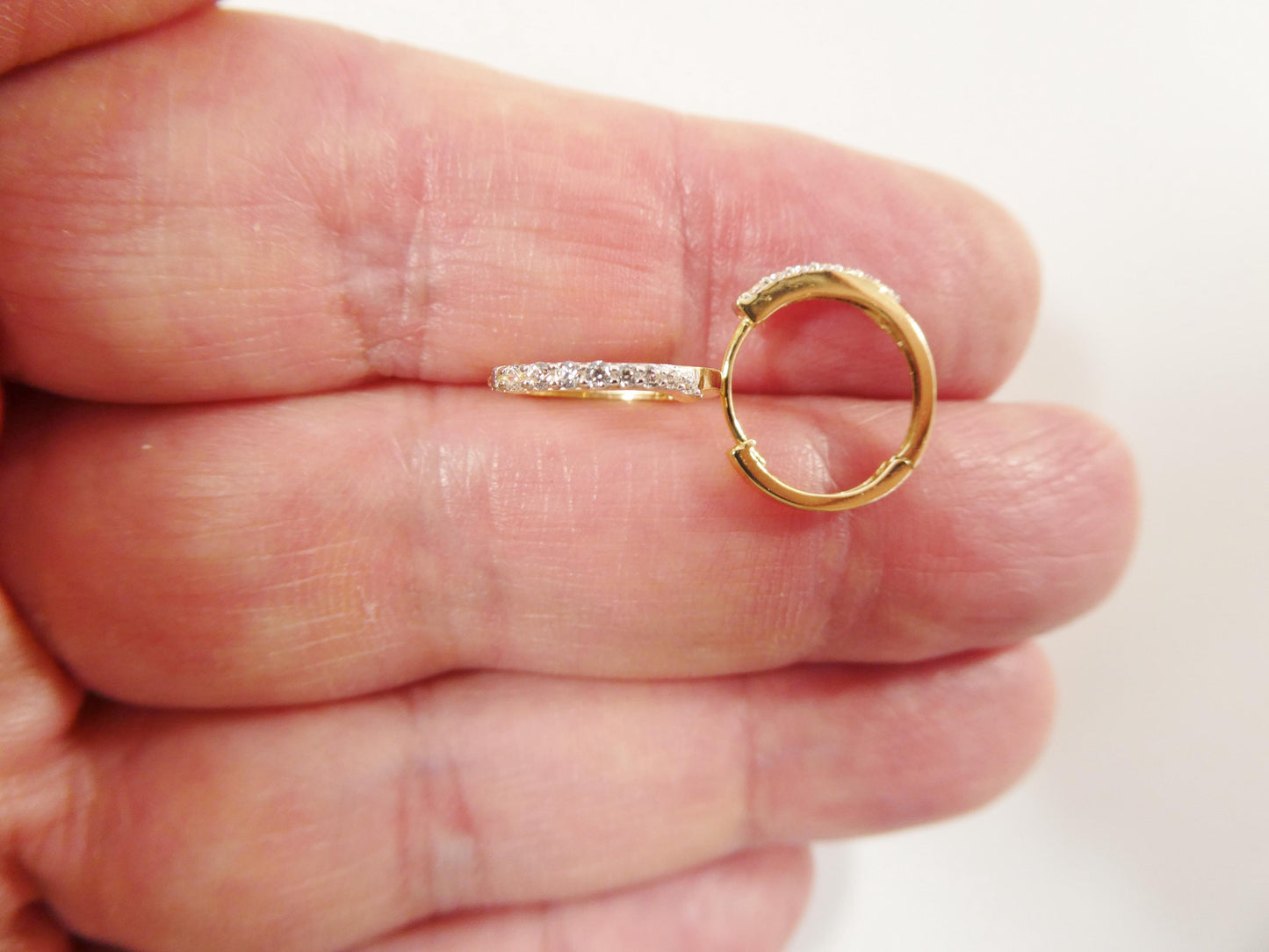 10k real yellow gold design huggies hinged hoop earrings daith