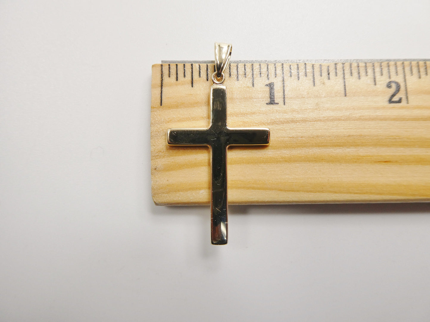 14k real solid yellow gold super polish cross pendent and robe necklace
