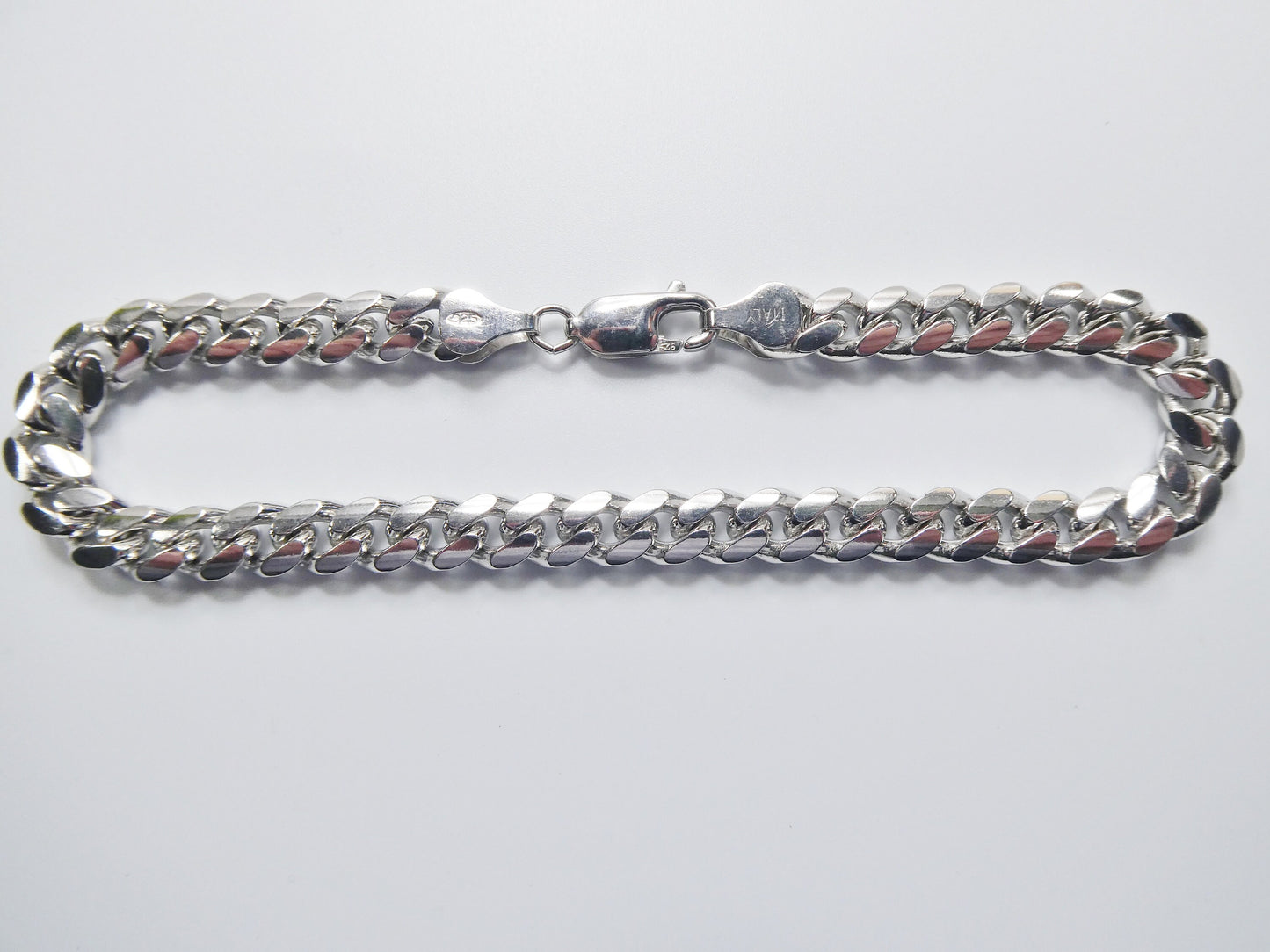 real 925 sterling silver 6.5mm solid link bracelet
