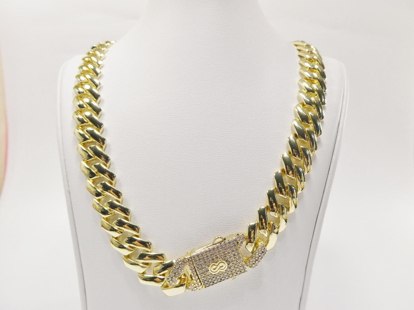 14k gold filled 14mm Monaco Cuban necklace set