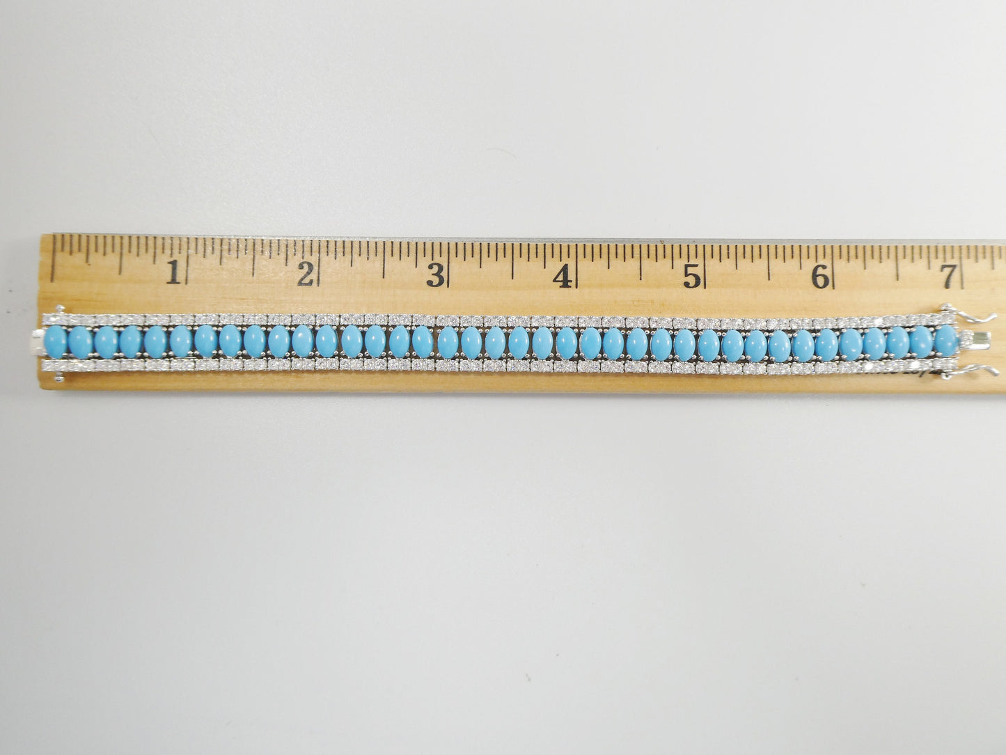 7/ 7.5 inch real 925 sterling silver turquoise tennis bracelet