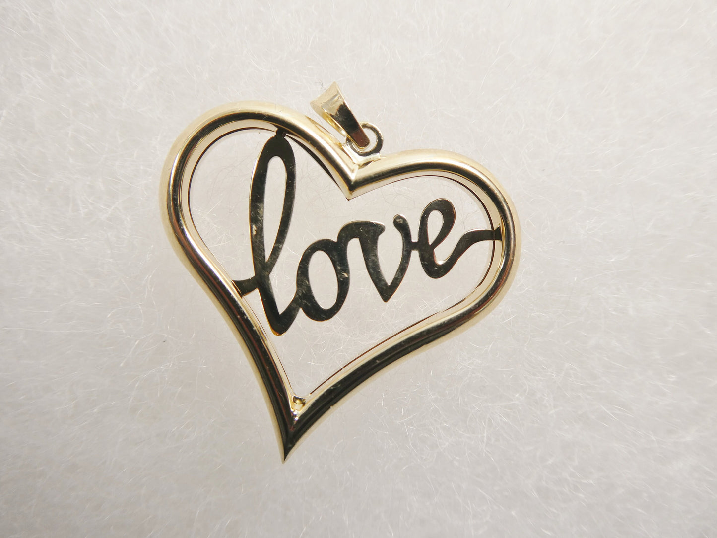 14k real solid yellow gold love heart high polish charm pendent