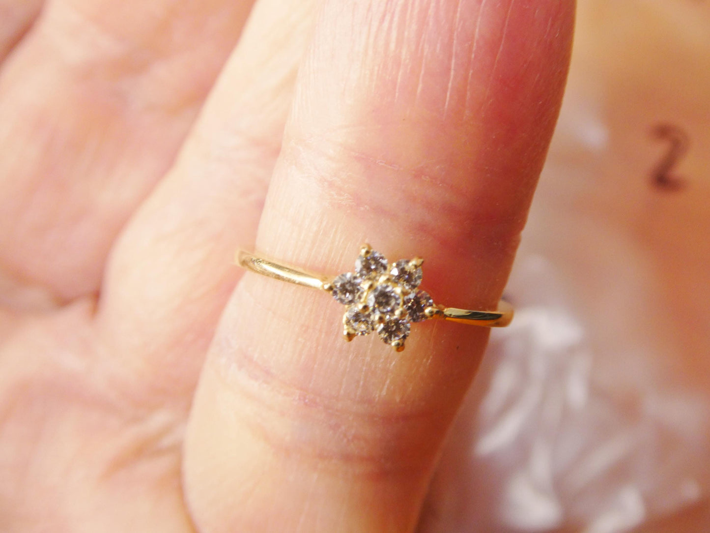 real 10k solid yellow gold women's classic micro pave setting ring
