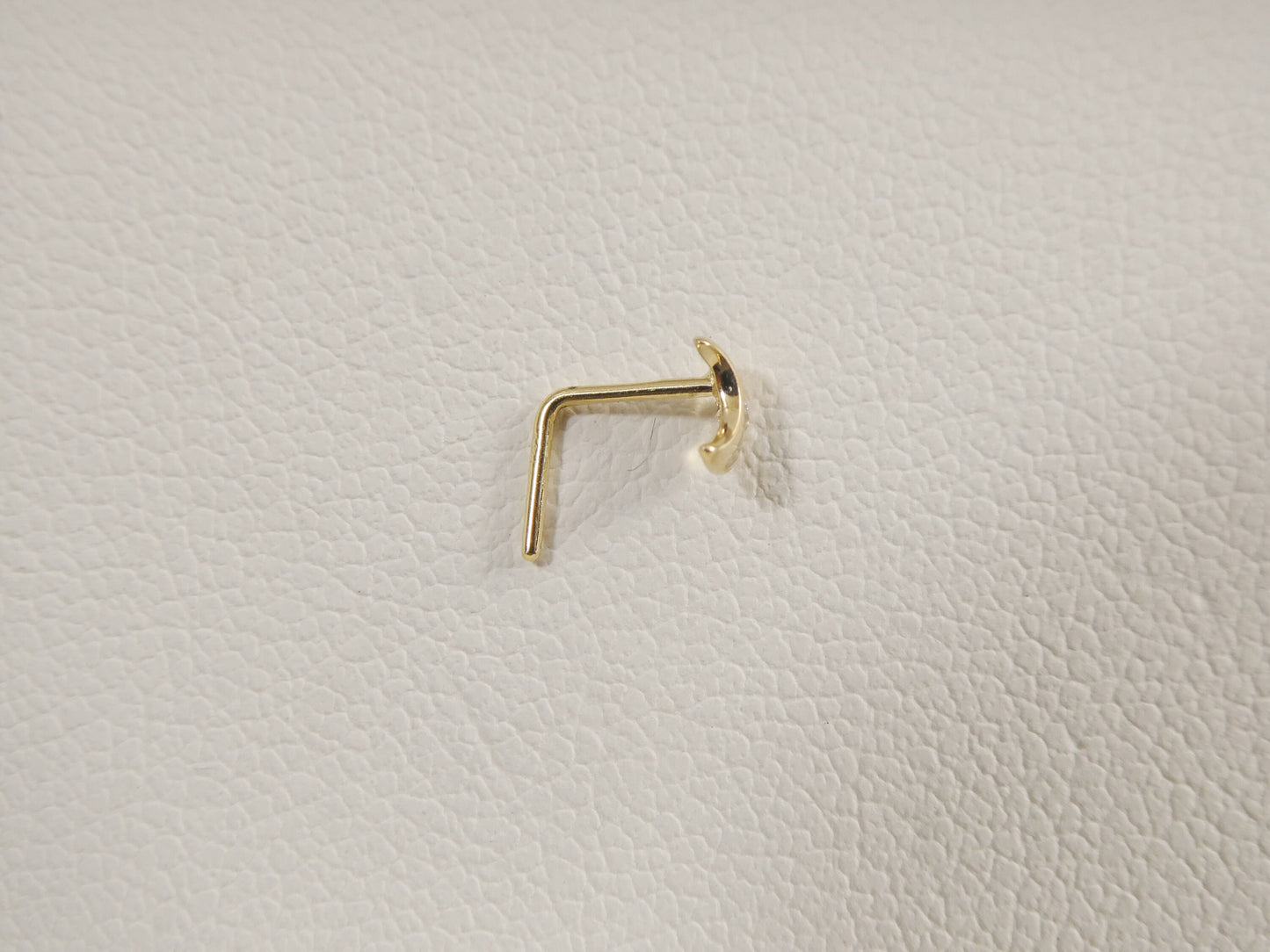 14k real solid yellow gold moon L shape nose ring