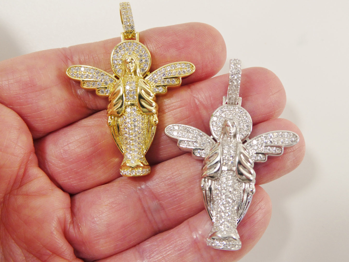 real 925 sterling silver large angel guardian medallion pendent