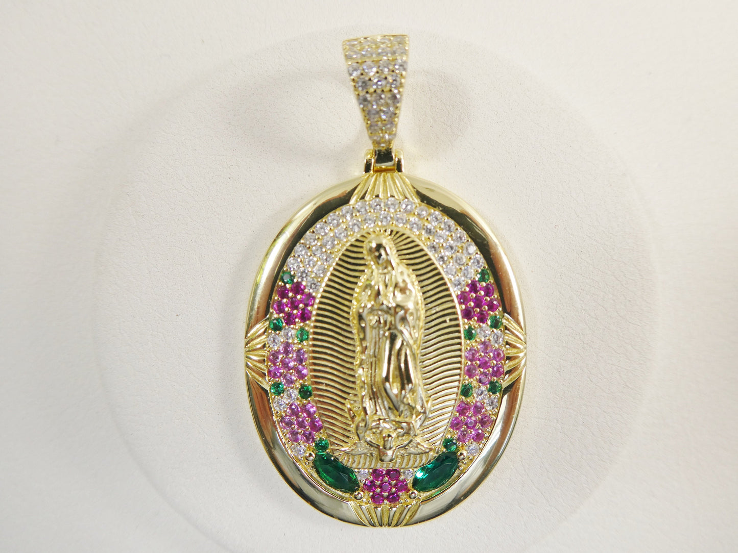 real 925 sterling silver large guadalupe virgin mary medallion pendent