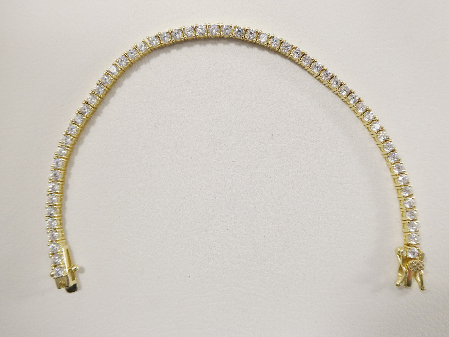real 925 sterling silver 2.5MM 6.5 INCH tennis bracelet 14k yellow gold finish