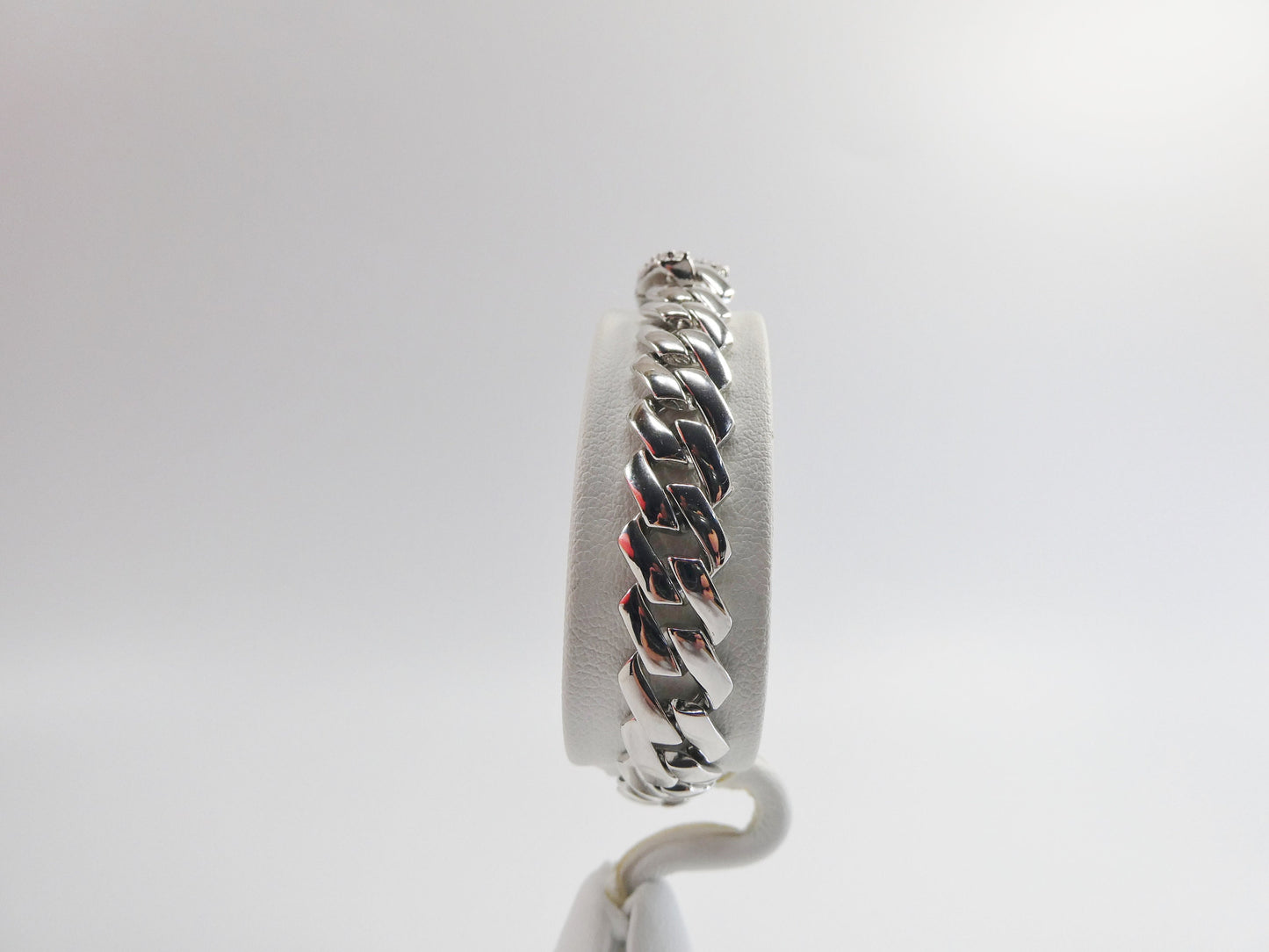 7 inch 14k white gold color tone Monaco bracelet over real solid 925 sterling silver