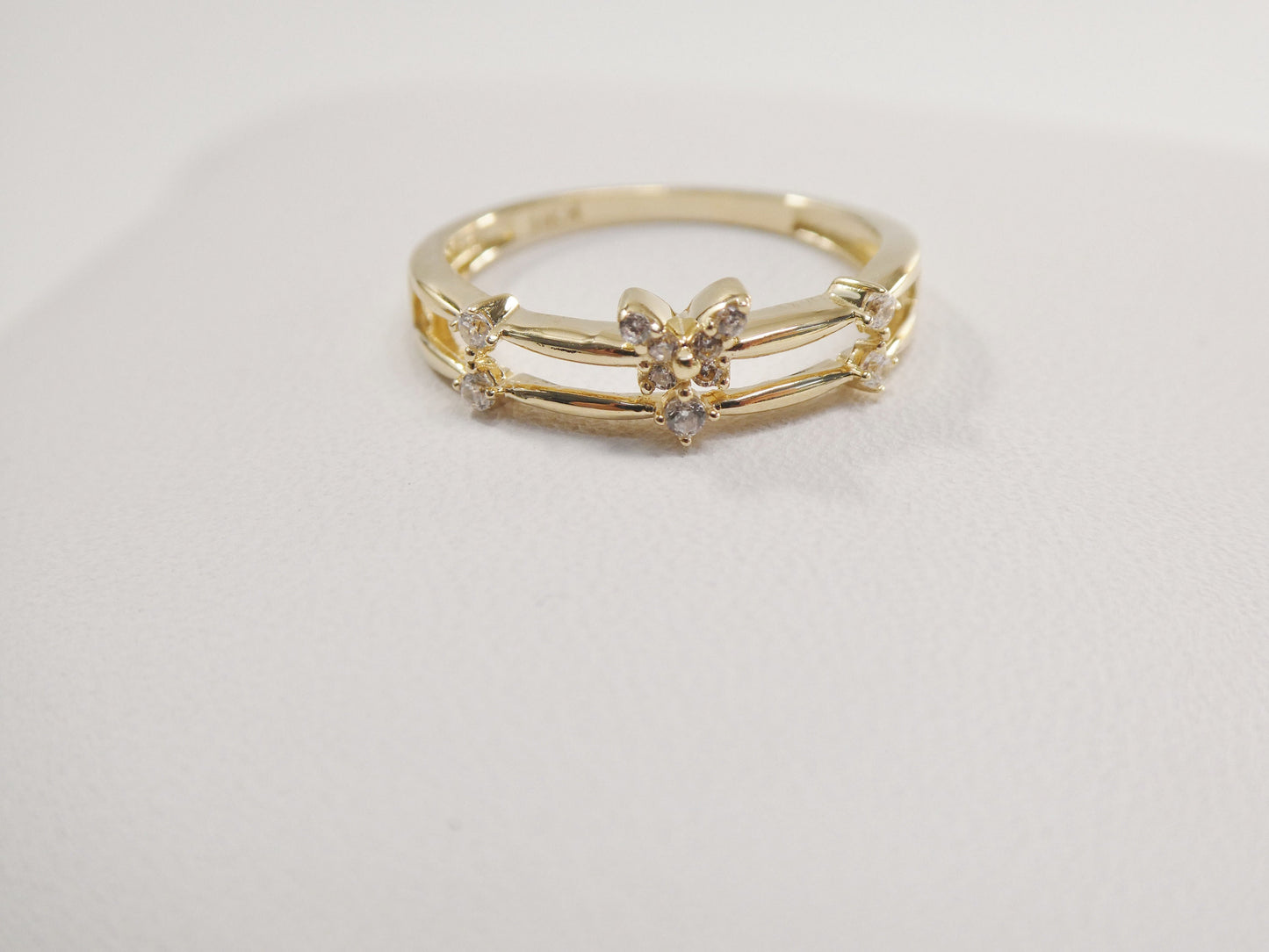 real 14k solid yellow gold women's classic micro pave setting pinky ring