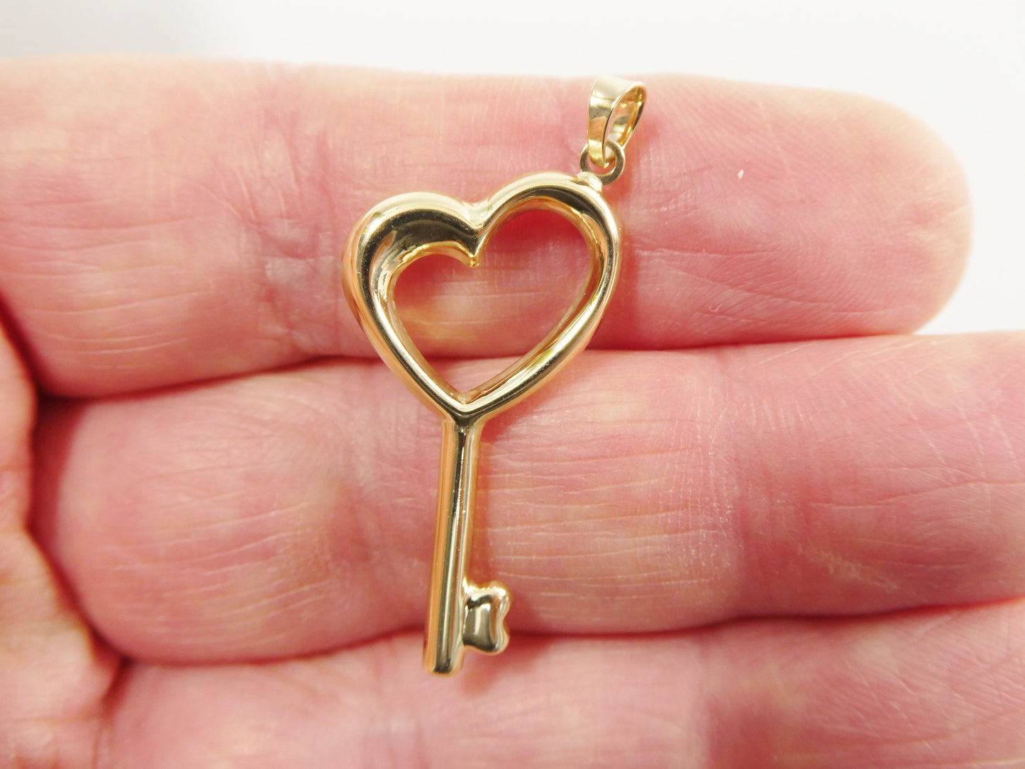 real 14k solid yellow gold high polish key charm