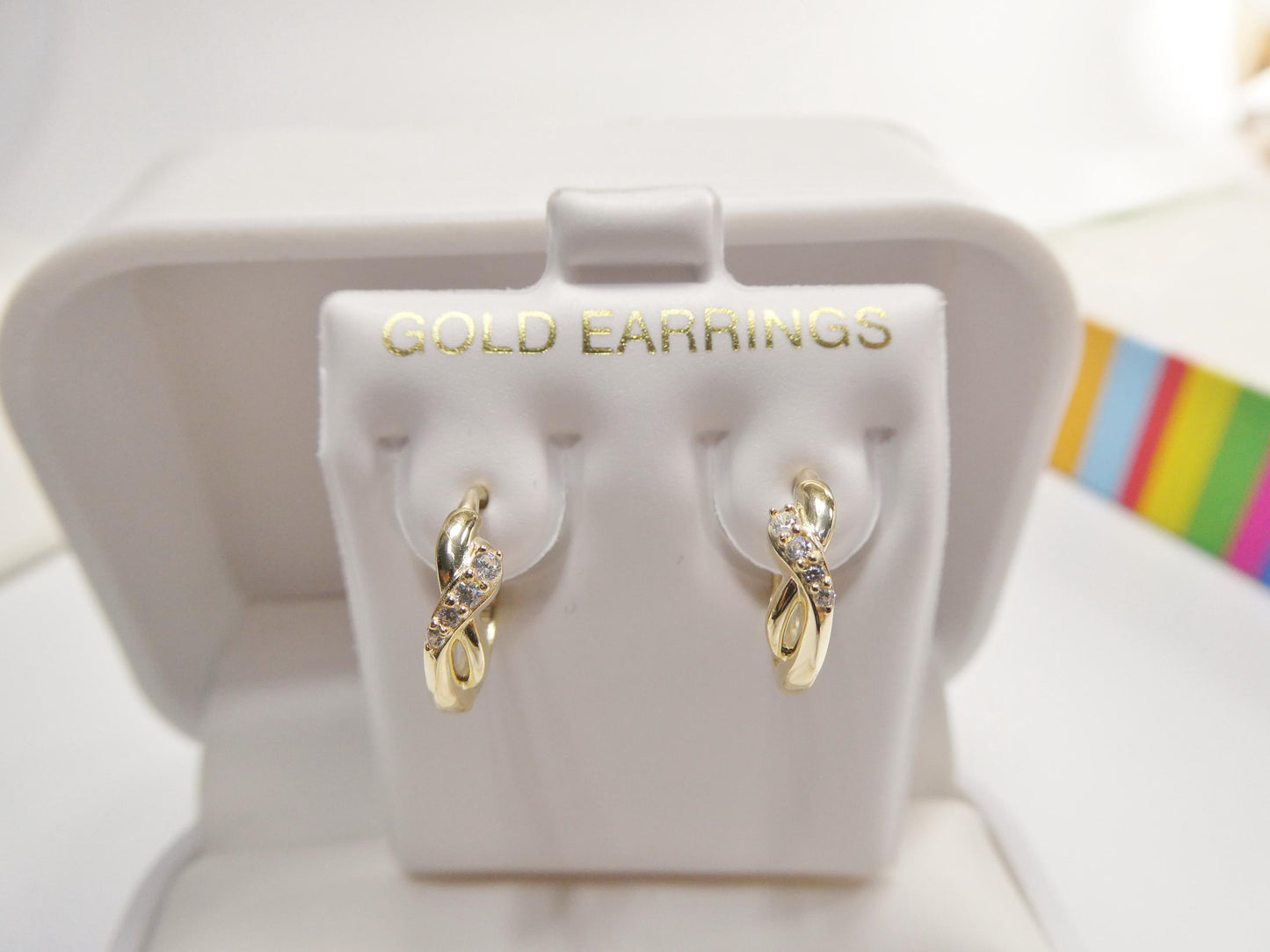 real 10k solid yellow gold designer hoop huggie earrings