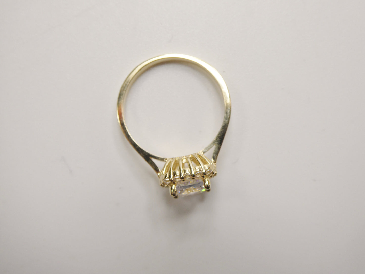 14k real solid yellow gold engagement cushion cut cubic zirconia ring
