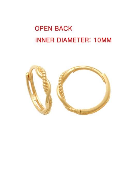 real 10k solid yellow gold designer hoop huggie earrings