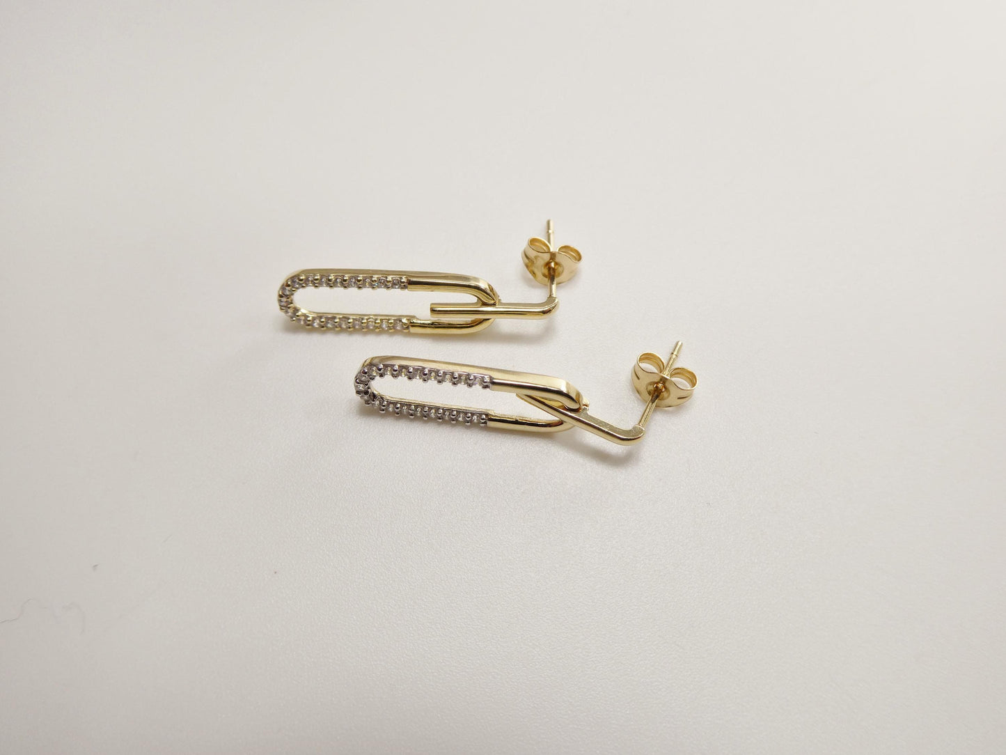 real 10k solid yellow gold design paperclip push post earrings