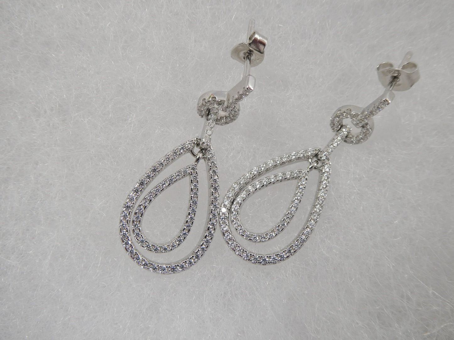 real 925 sterling silver micro pave setting 14k white gold color finish drop earring