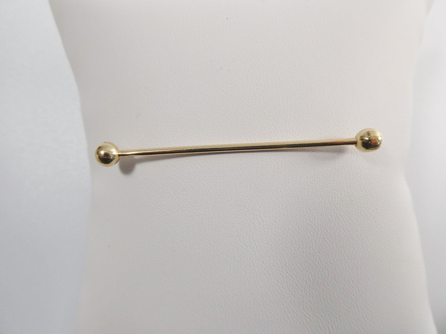 14k real solid yellow gold extra long straight barbell tongue belly button ring piercing