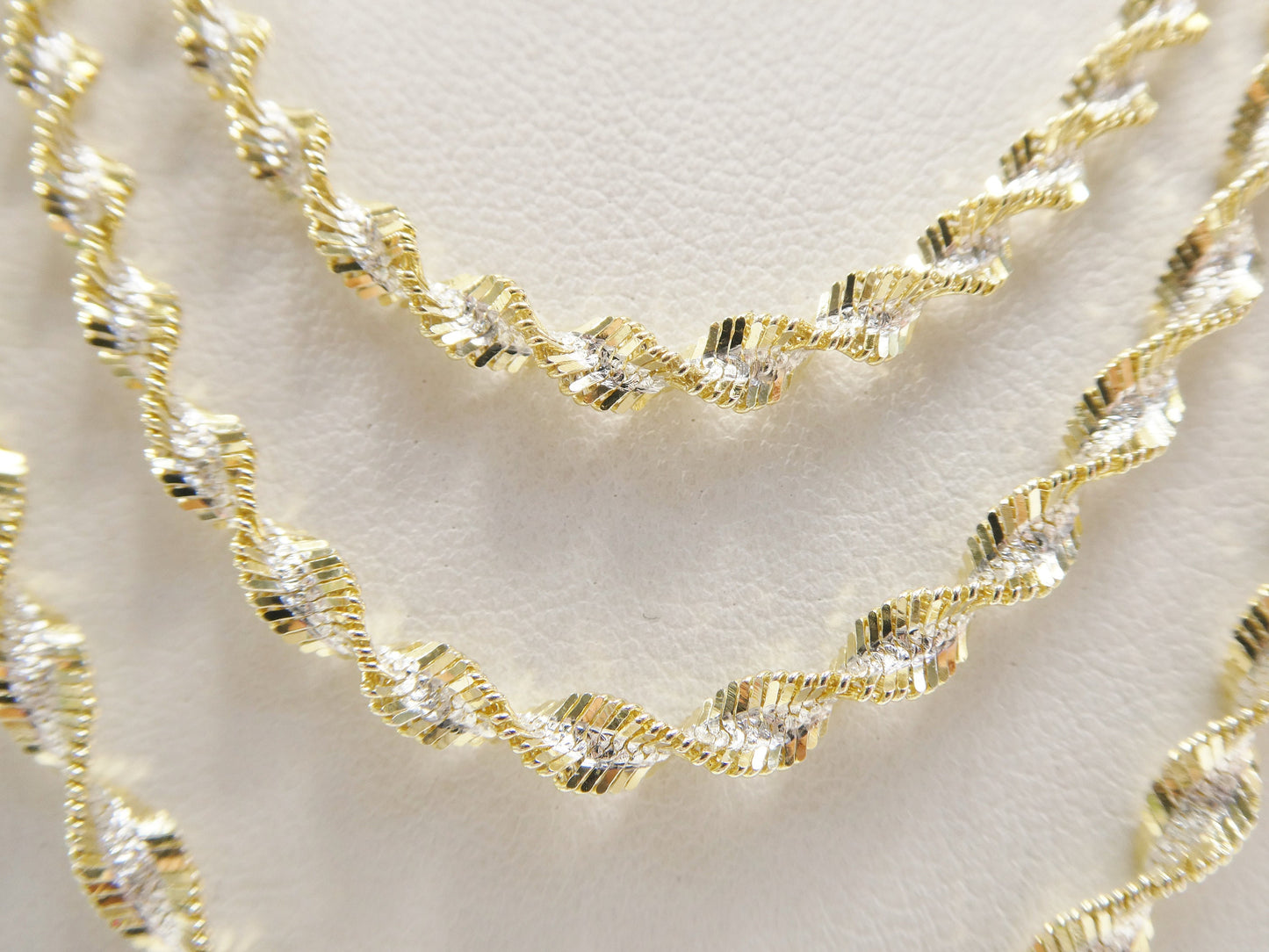 real 925 sterling silver twisted herringbone two tone chain14k yellow gold finish