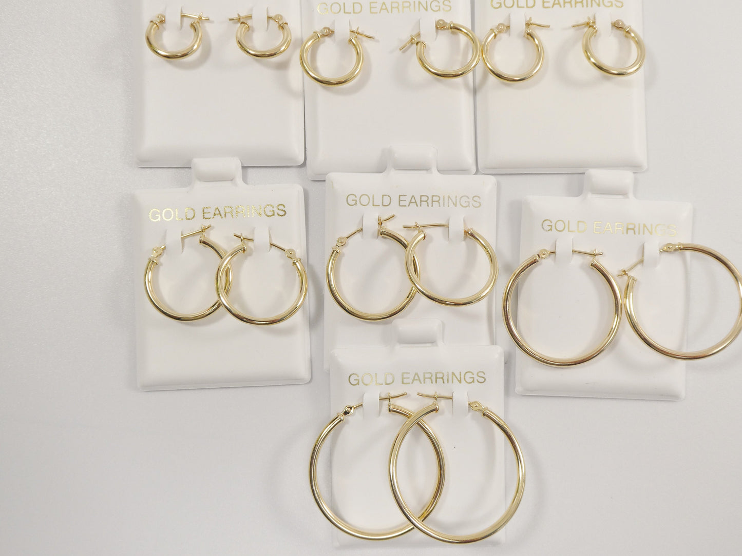 10k real solid yellow gold 2mm tube super polish hoop earrings