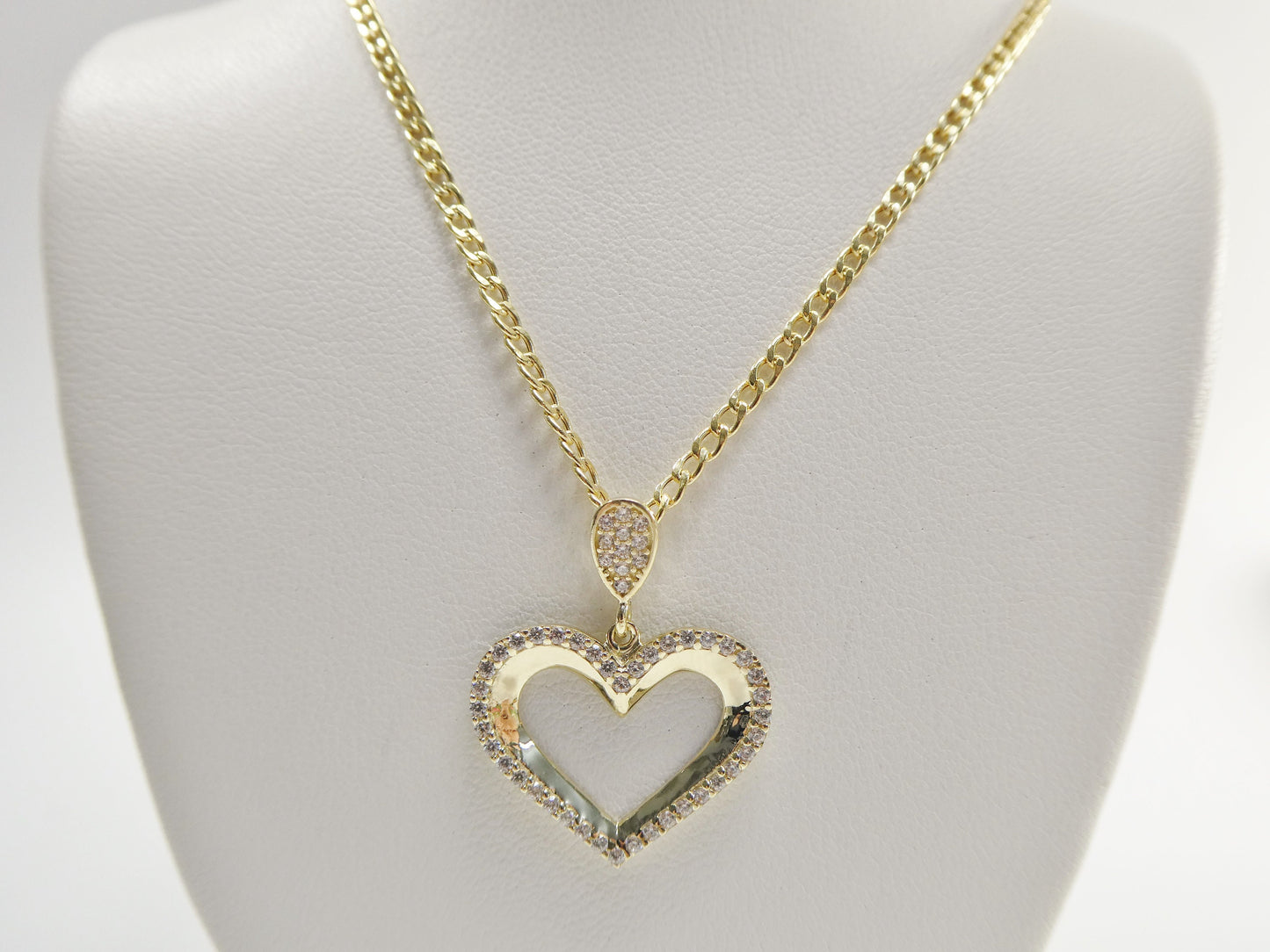 10k real solid yellow gold /16 inch/ 18 inch chain and heart pendent set