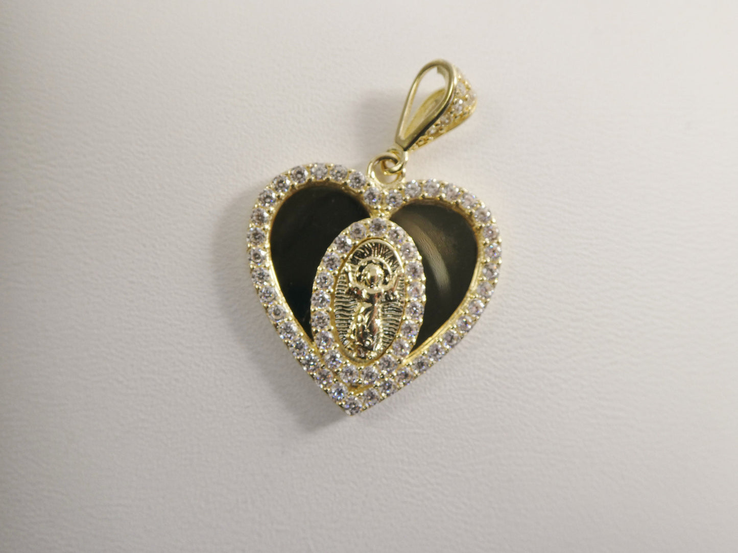 14k real solid yellow gold divino nino heart charm pendent