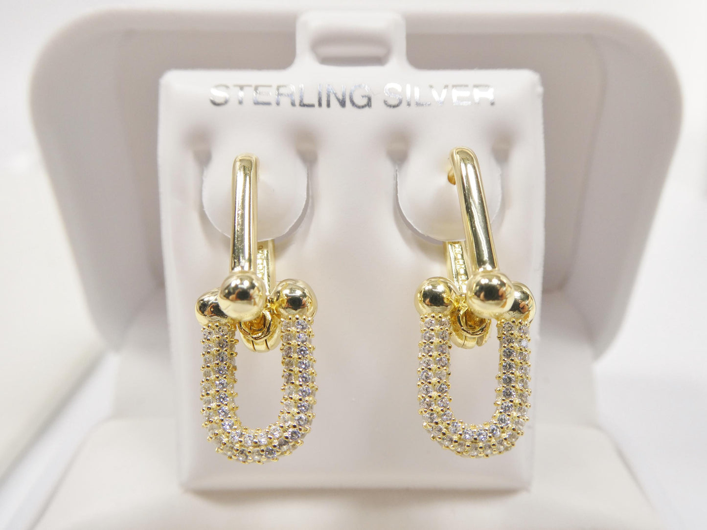 real 925 sterling silver u-shape paperclip earrings