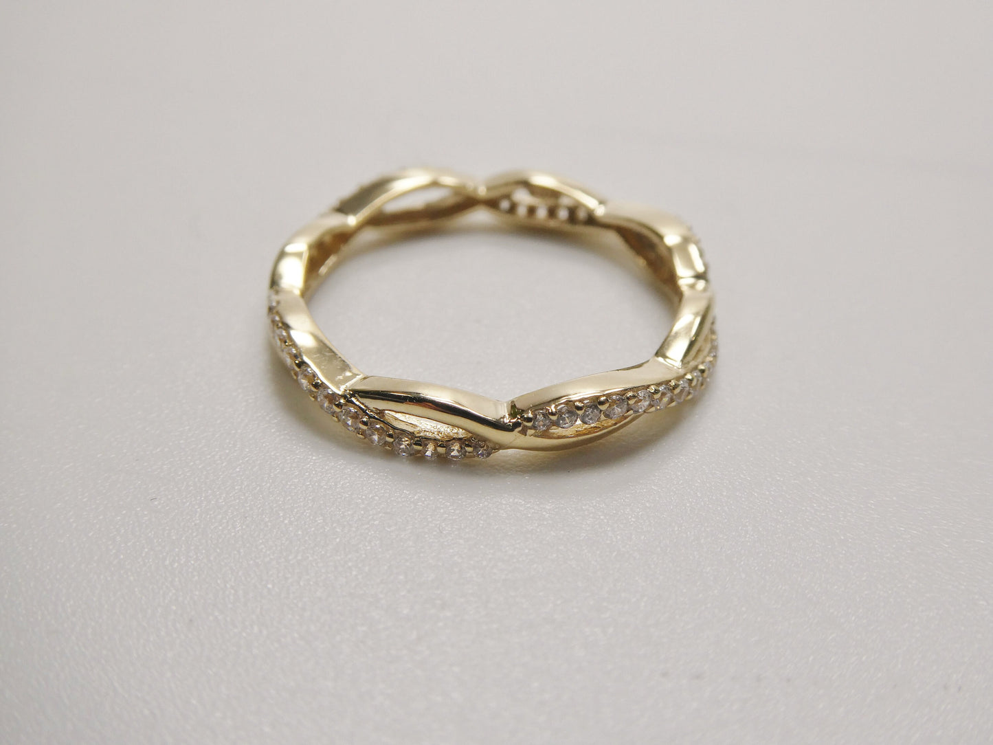 real 10k solid yellow gold women's classic micro pave setting ring