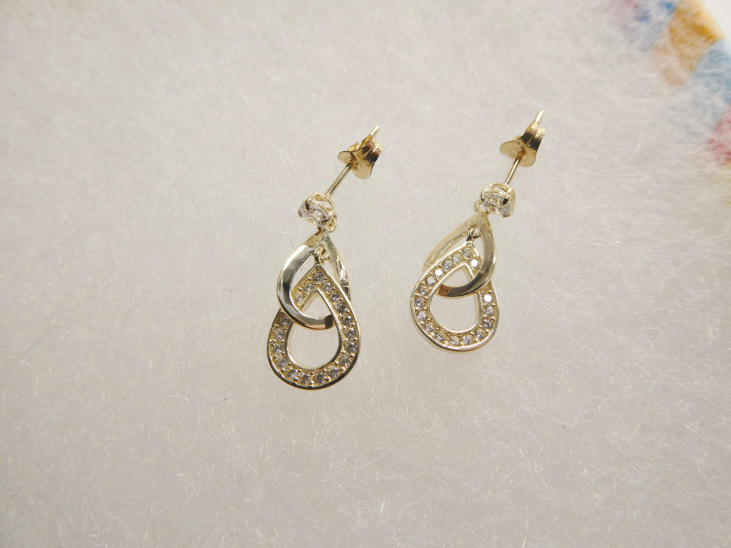 real 10k solid yellow gold design teardrop push post earrings