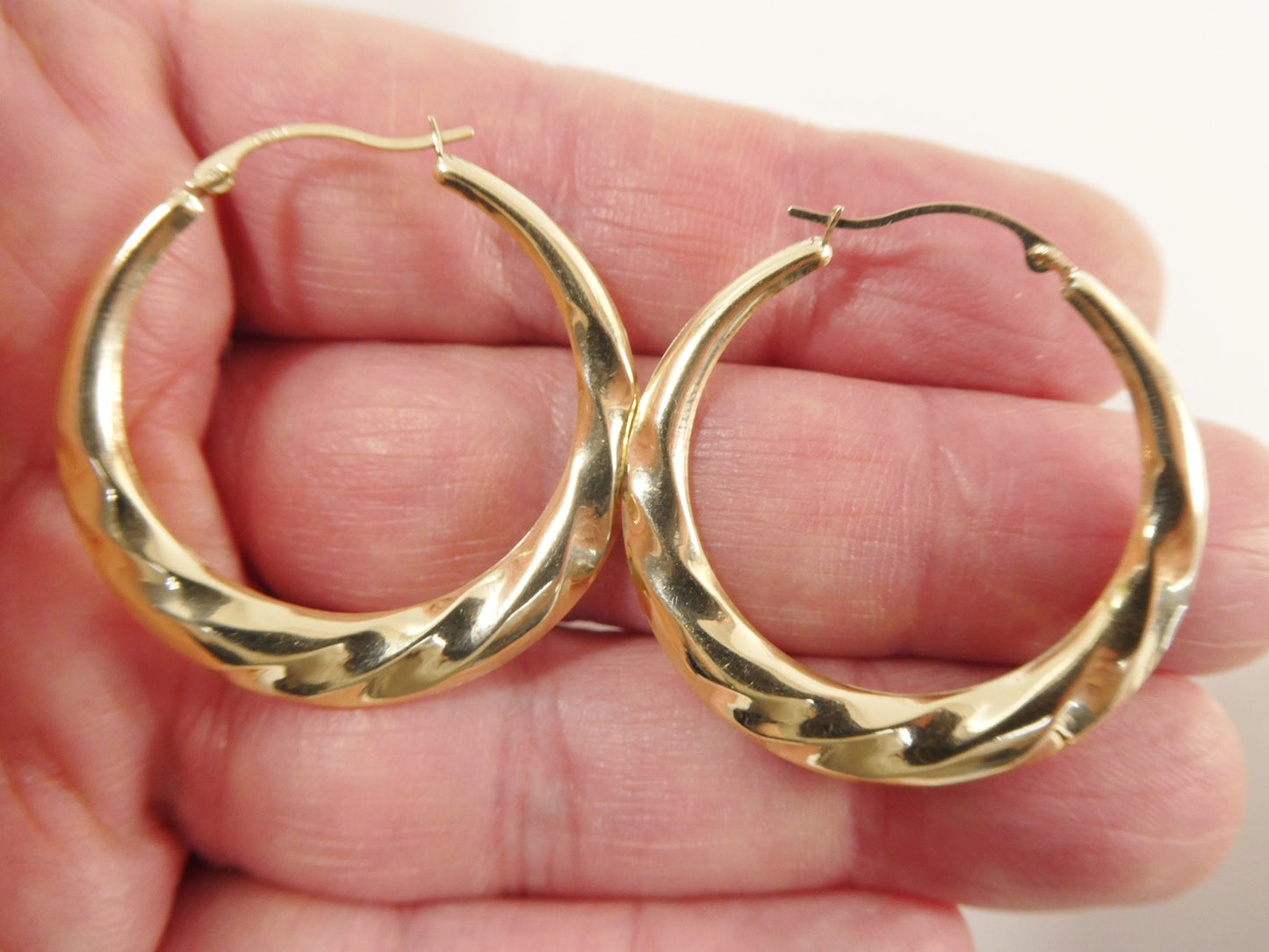 10k real solid yellow gold 32MM classic design hoop earrings