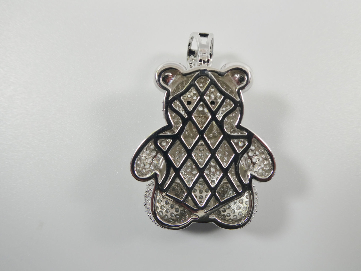 real 925 sterling silver teddy bear pendent and 2mm 20 inch moon cut chain