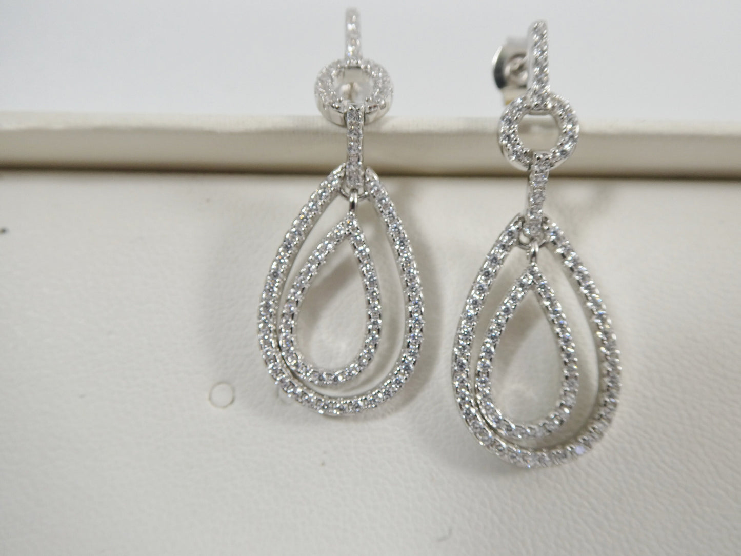 real 925 sterling silver micro pave setting 14k white gold color finish drop earring