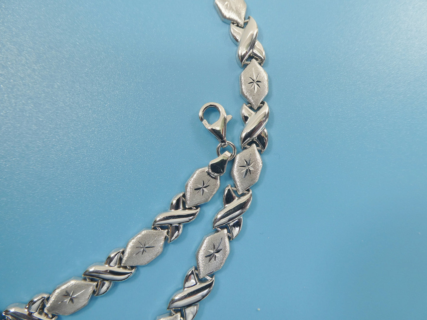 real 925 sterling silver double heart stampato set / necklace/ bracelet 14k white gold color finish