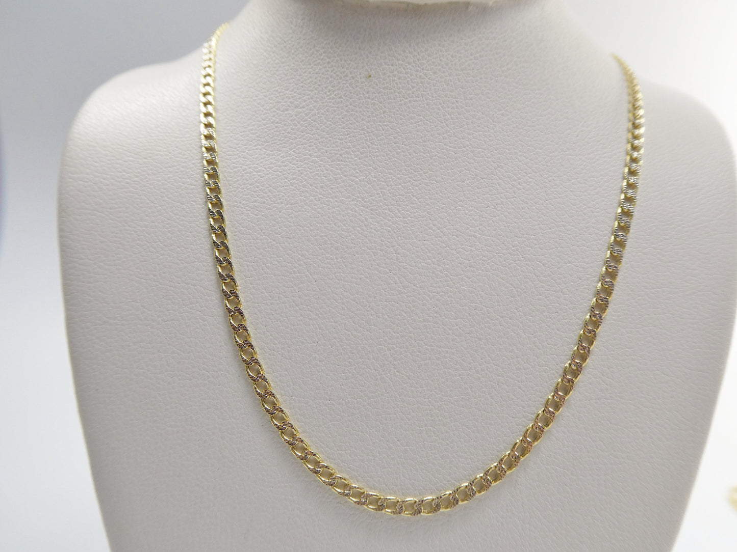 real 10k solid yellow gold two tone curb chain