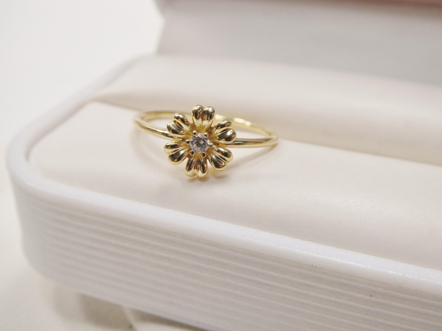 Real 10k Solid Yellow Gold Women's Classic Micro Pave Setting Ring