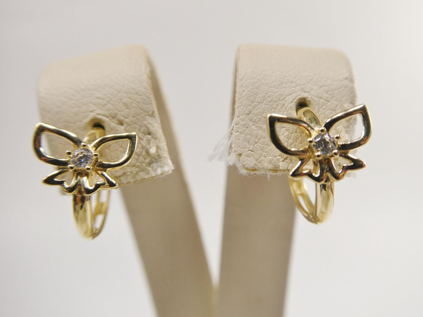 real 10k solid yellow gold butterfly hoop huggie earrings