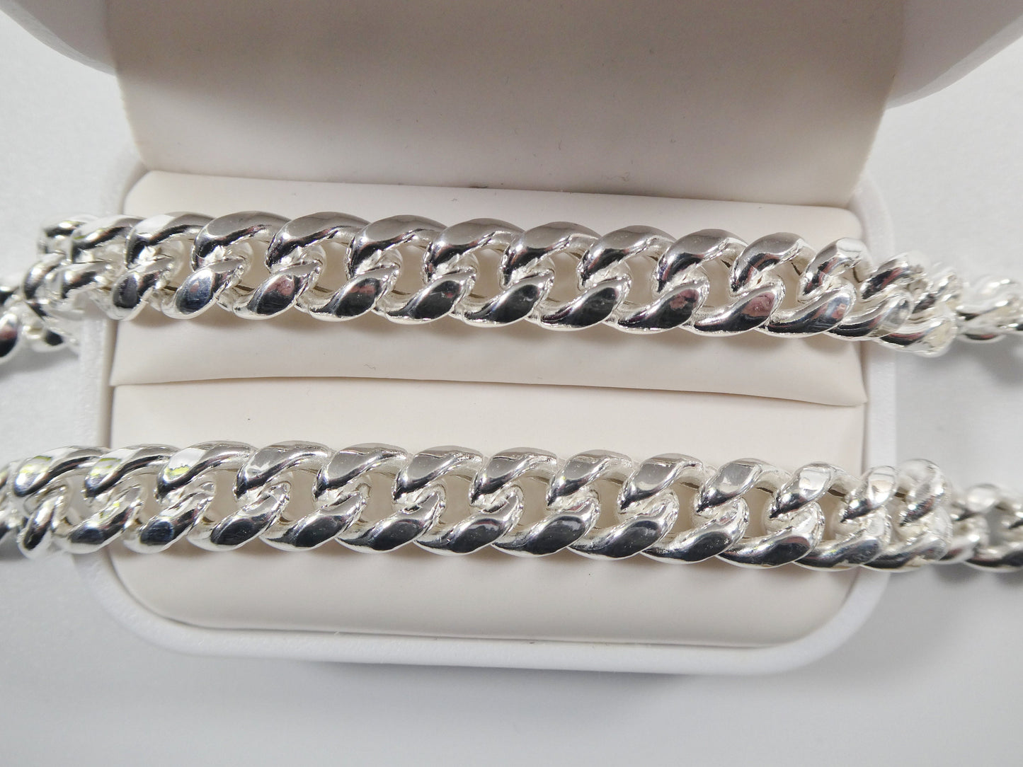 real 9mm 925 sterling silver Miami SEMI SOLID link chain box lock clasp